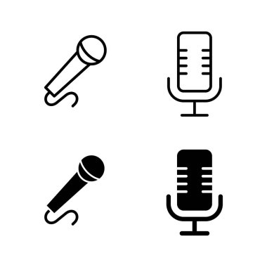 Mikrofon simgeleri vektörü. Karaoke işareti ve sembol