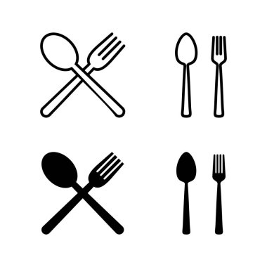 kaşık ve çatal simgeleri vektörü. kaşık, çatal ve bıçak ikonu vektörü. Restoran işareti ve sembolü