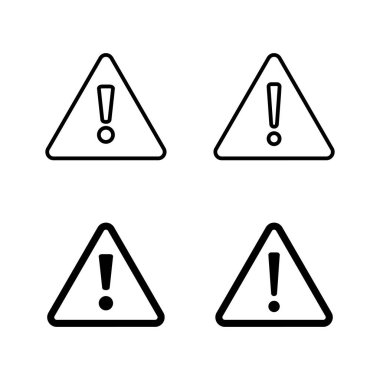 Ünlem tehlikesi ikonları vektörü. Dikkat işareti ve sembol. Tehlike uyarısı işareti