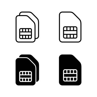 Sim kart simgeleri vektörü. çift sim kart işareti ve sembol