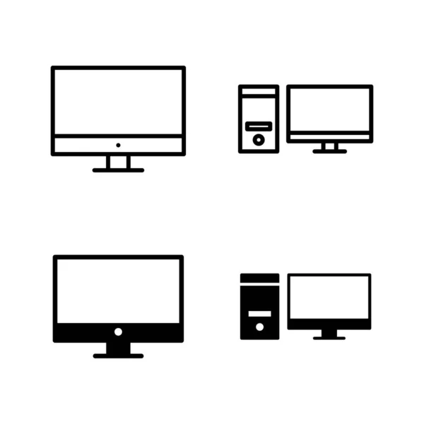 Vetor Ícones Computador Sinal Monitor Computador Símbolo —  Vetores de Stock