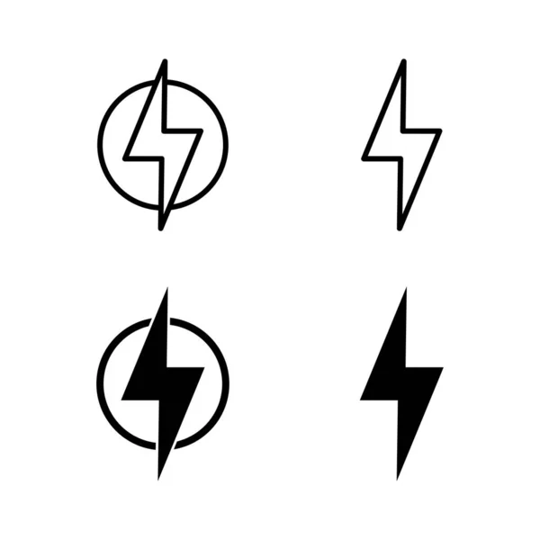 Iconos Del Rayo Vector Signo Eléctrico Símbolo Icono Poder Señal — Archivo Imágenes Vectoriales
