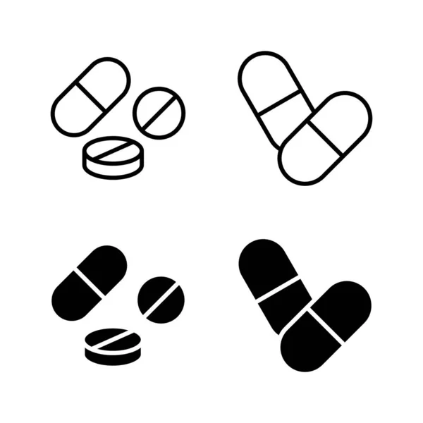 Pilules Icônes Vecteur Icône Capsule Signe Symbole Drogue — Image vectorielle