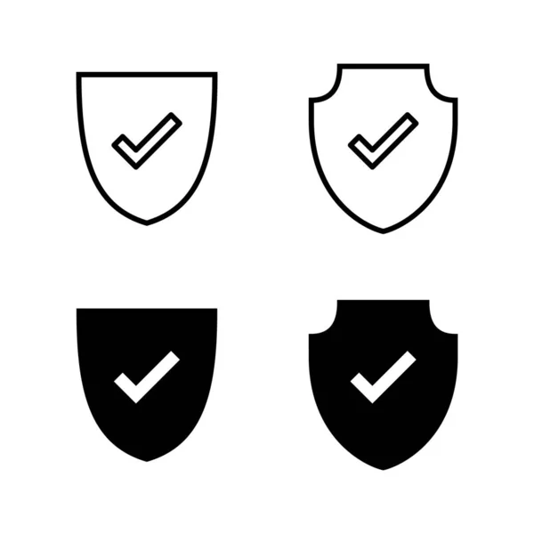 Escudo Marca Verificación Iconos Vector Protección Aprueba Signo Icono Seguro — Vector de stock