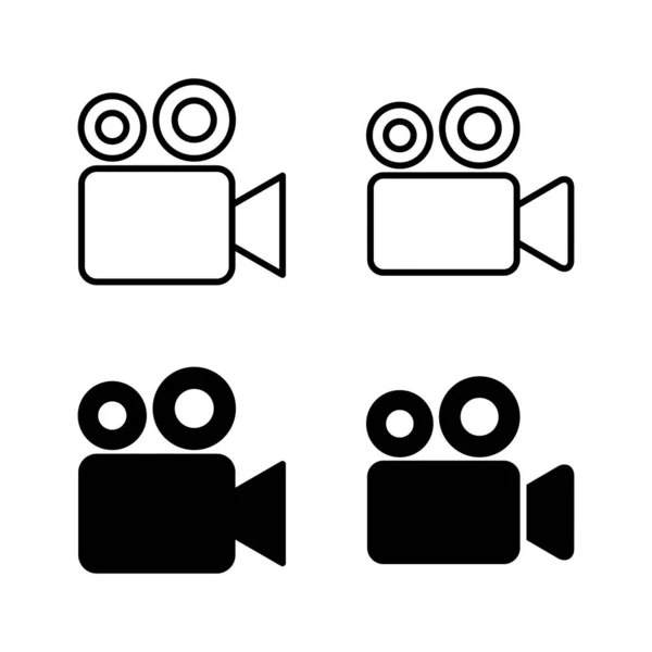 Videó Ikonok Vektor Videokamera Jel Szimbólum Mozi Jel Mozi — Stock Vector