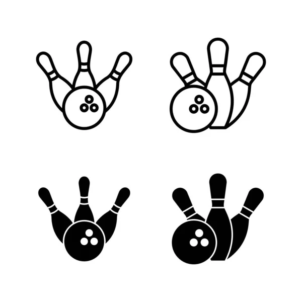 Bowling Icons Vector Bowling Ball Pin Sign Symbol — Stock Vector