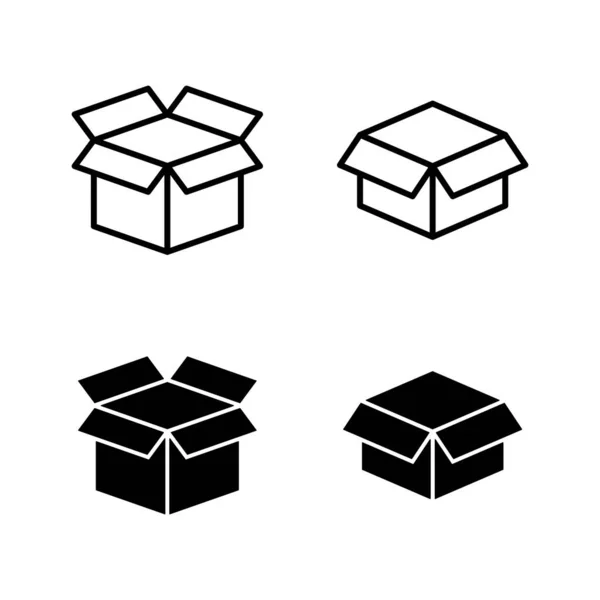 ボックスアイコンベクトル ボックスサインとシンボル小包パッケージ — ストックベクタ