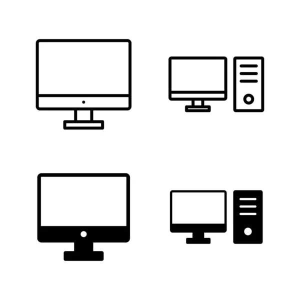 Computersymbole Als Vektor Zeichen Und Symbol Des Computermonitors — Stockvektor