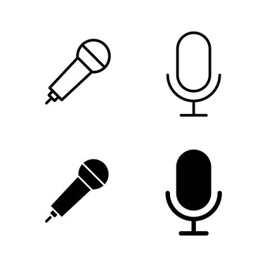 Mikrofon simgeleri vektörü. Karaoke işareti ve sembol