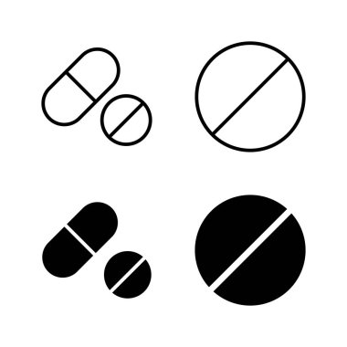 İlaç ikonu vektörü. Kapsül simgesi. Uyuşturucu işareti ve sembol