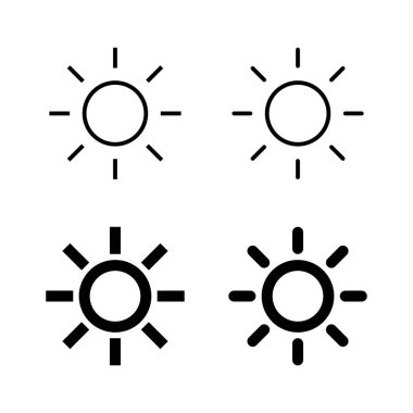 Güneş simgeleri vektörü. Parlaklık işareti ve sembol