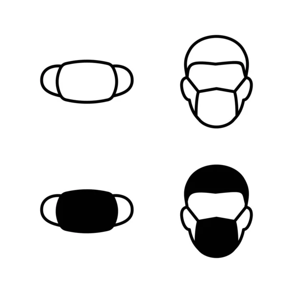 Maschera Icone Vettore Maschera Medica Segno Simbolo Uomo Faccia Con — Vettoriale Stock