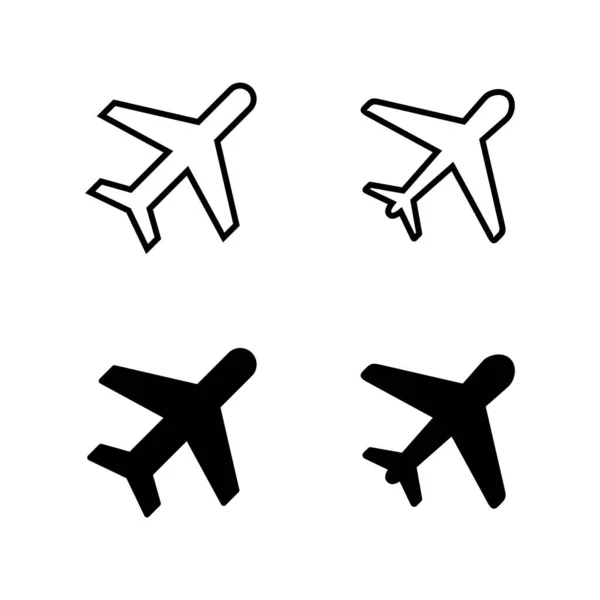 Vliegtuig Pictogrammen Vector Vliegtuig Teken Symbool Vluchttransportsymbool Reisbord Vliegtuig — Stockvector