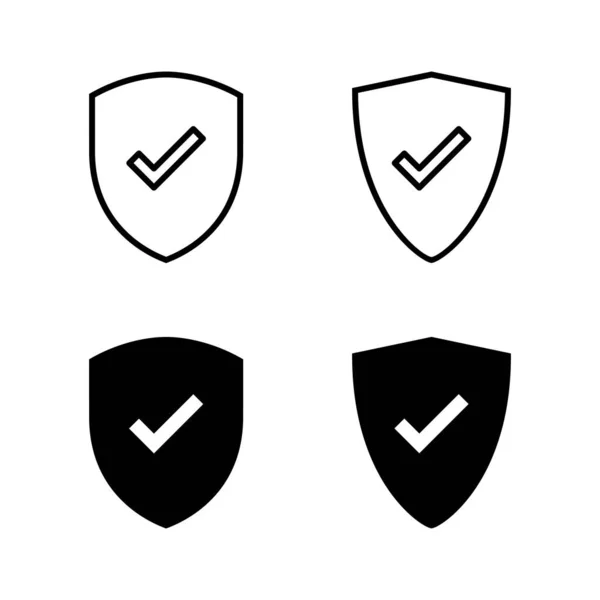 Escudo Marca Verificación Iconos Vector Protección Aprueba Signo Icono Seguro — Vector de stock