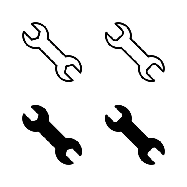 Wrench Pictogrammen Vector Reparatie Icoon Gereedschapsteken Symbool — Stockvector