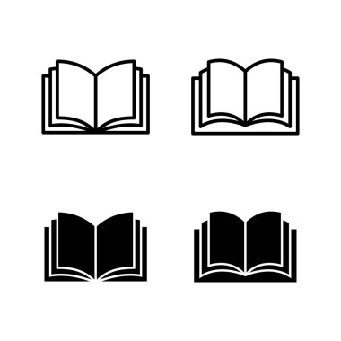 Kitap simgeleri vektörü. Açık kitap işareti ve sembol. Kitap simgesi