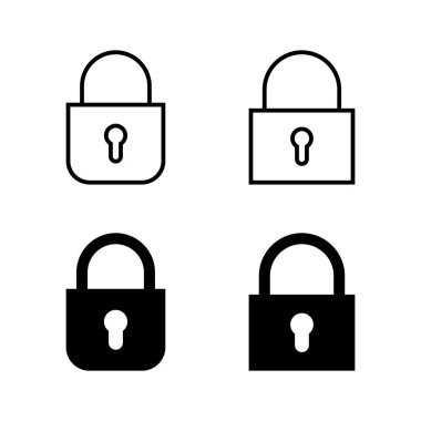 Simge vektörünü kilitle. Asma kilit işareti ve sembol. Şifreleme simgesi. Güvenlik sembolü
