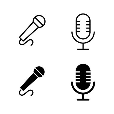 Mikrofon simgeleri vektörü. Karaoke işareti ve sembol