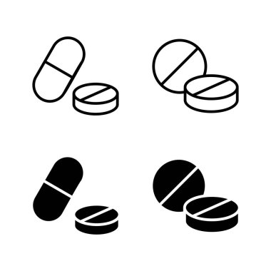 İlaç ikonu vektörü. Kapsül simgesi. Uyuşturucu işareti ve sembol