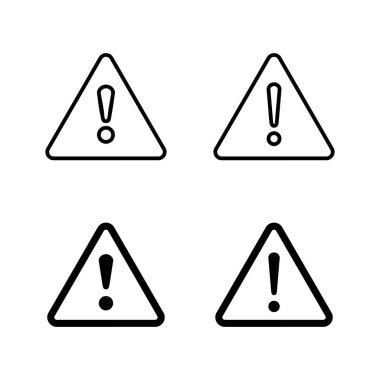Ünlem tehlikesi ikonları vektörü. Dikkat işareti ve sembol. Tehlike uyarısı işareti