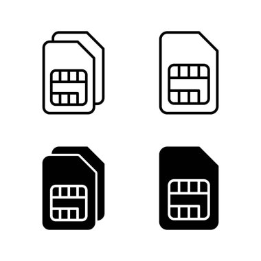 Sim kart simgeleri vektörü. çift sim kart işareti ve sembol