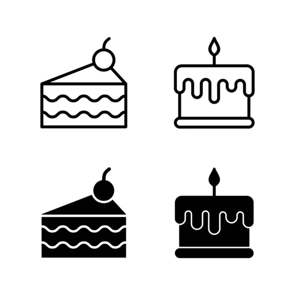 Cake Pictogrammen Vector Taartteken Symbool Verjaardagstaart Pictogram — Stockvector