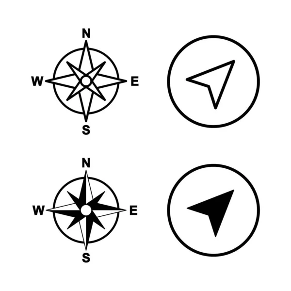 Kompass Icons Vektor Pfeil Kompass Symbol Zeichen Und Symbol — Stockvektor