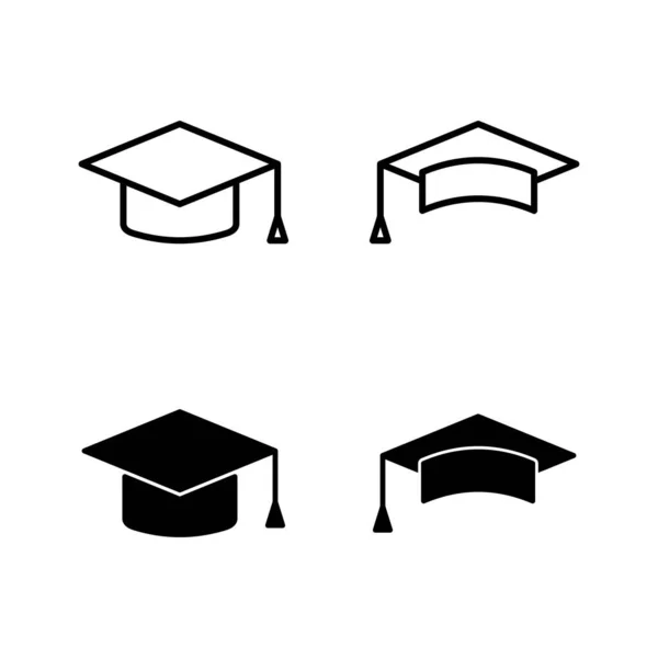 Icono Educativo Vector Signo Símbolo Tapa Graduación Graduado Estudiantes Cap — Vector de stock