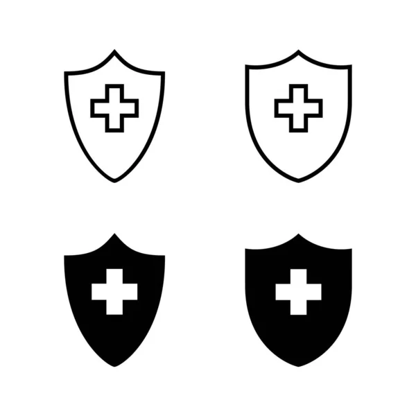 Icônes Assurance Maladie Vecteur Signature Symbole Document Médical Assurance — Image vectorielle