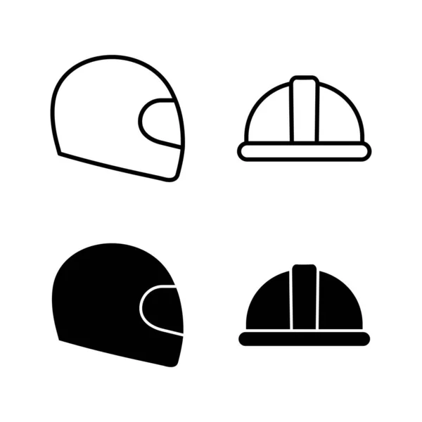 Helmet Icons Vector Motorcycle Helmet Sign Symbol Construction Helmet Icon — Stock Vector