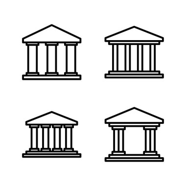 Banka simgesi vektörü. Banka işareti ve sembol, müze, üniversite