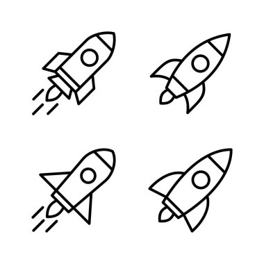 Roket ikon vektörü. Başlangıç işareti ve sembol. roket fırlatma simgesi