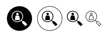 Web ve mobil uygulama için simge vektörü işe alınıyor. Arama işi boşluk işareti ve sembol. İnsan kaynakları konsepti. İşe alım.