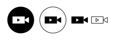 Web ve mobil uygulama için video simgesi vektörü. Video kamera işareti ve sembol. Film tabelası. Sinema