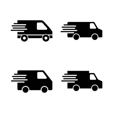 Teslimat kamyonu ikon vektörü. Teslimat kamyonu işareti ve sembol. Hızlı dağıtım simgesi gönderiliyor