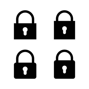 Simge vektörünü kilitle. Asma kilit işareti ve sembol. Şifreleme simgesi. Güvenlik sembolü