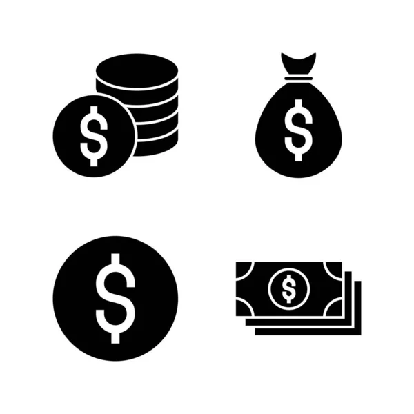 Vettore Icone Monetarie Denaro Simbolo — Vettoriale Stock
