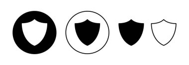 Web ve mobil uygulama için kalkan simgesi vektörü. Koruma ikonu. Güvenlik işareti ve sembol