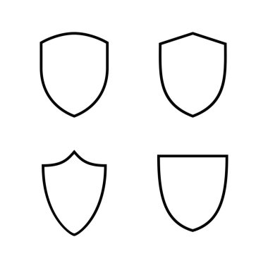Kalkan simgesi vektörü. Koruma ikonu. Güvenlik işareti ve sembol