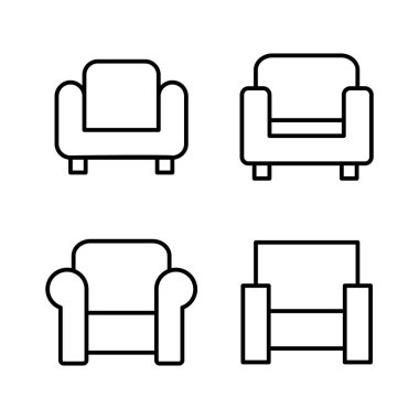 Koltuk simgesi vektörü. Kanepe işareti ve sembol. mobilya simgesi