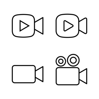 Video simgesi vektörü. Video kamera işareti ve sembol. Film tabelası. Sinema