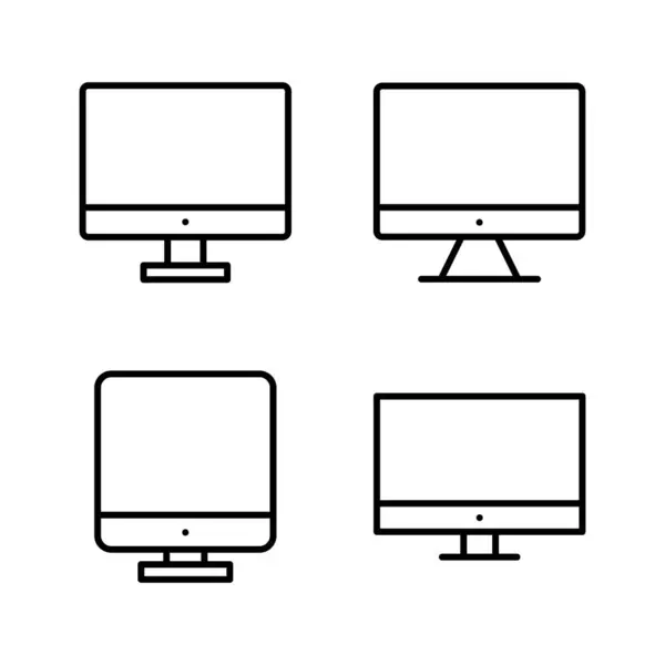 Icono Computadora Vector Monitor Ordenador Signo Símbolo — Archivo Imágenes Vectoriales