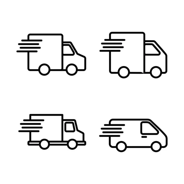 送货卡车图标向量 送货卡车的标志和符号 运送速递图标 — 图库矢量图片