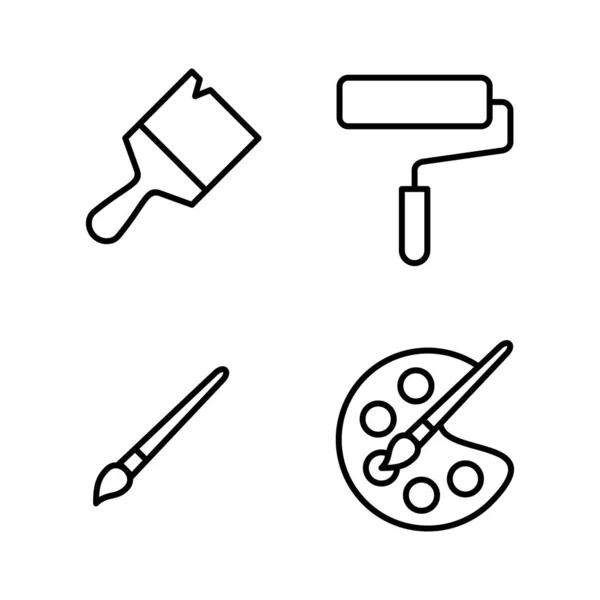 Paint Icon Vector Paint Brush Sign Symbol Paint Roller Icon — Stock Vector