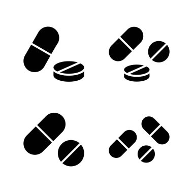 İlaç ikon vektörü. Kapsül simgesi. Uyuşturucu işareti ve sembol