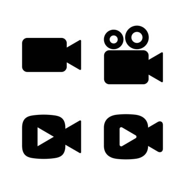 Video simgesi vektörü. Video kamera işareti ve sembol. Film tabelası. Sinema