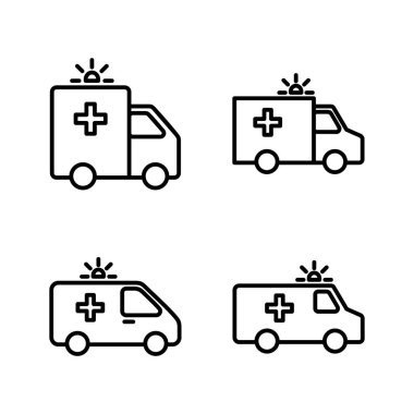 Ambulans simgesi vektörü. Ambulans kamyonu işareti ve sembol. Ambulans arabası