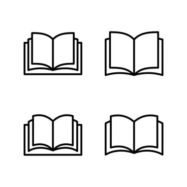 Kitap ikonu vektörü. Açık kitap işareti ve sembol. Kitap simgesi