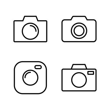 Kamera simgesi vektörü. Fotoğraf makinesi işareti ve sembol. fotoğrafçılık simgesi.