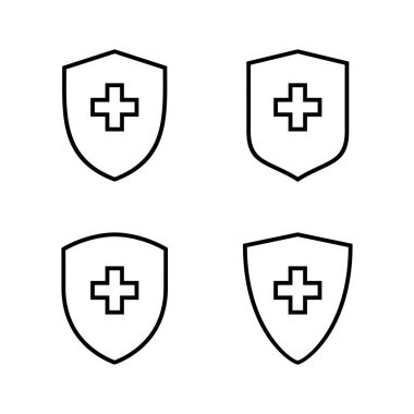 Sağlık sigortası ikonu vektörü. Sigorta sağlık belgesi ve sembolü